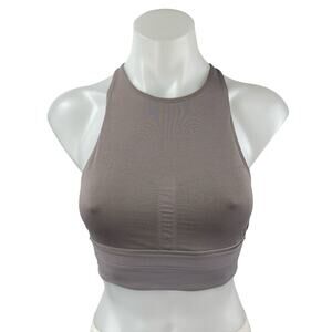 Lululemon Energy High-Neck Longline Gray Yoga Athletic Sports Bra Crop Top Sz 4